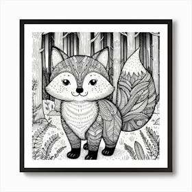 Line Art fox Art Print