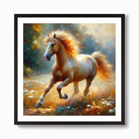 Horse Running In The Field Art Print