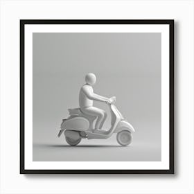 Man Riding A Scooter Art Print