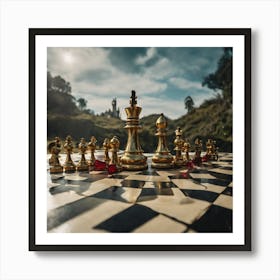 Queen of Hearts lifesize Chess set Art Print