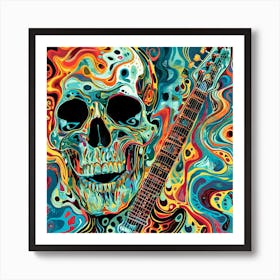 Skull With Guitar Canvas Print Art Print