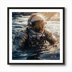 Astronaut Swimming In The Water Art Print