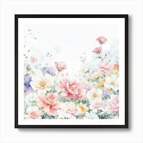 Watercolor Flowers Background 2 Art Print