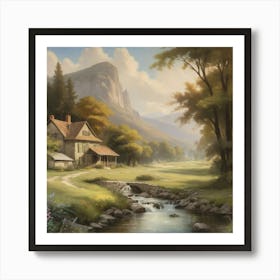 Cottage By The Stream art print 1 Poster