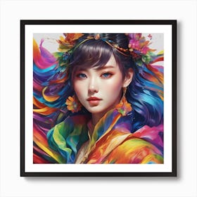 Asian Girl With Colorful Hair Poster