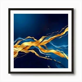 Abstract gold and blue stripes Art Print