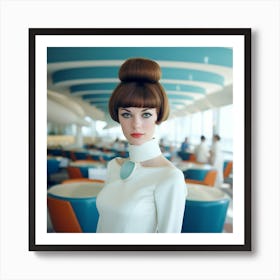 Blue Retro Mod 1960's Airport Lounge Series: #4 Art Print