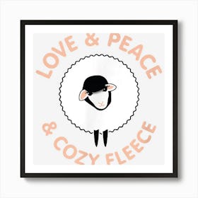 Love Peace Cozy Fleece Warmth Fan Hygge Cute Lamb Face Art Print