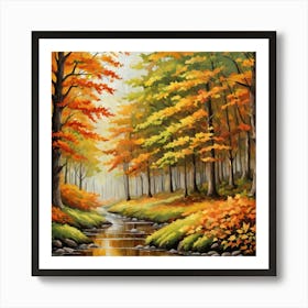 Forest In Autumn In Minimalist Style Square Composition 199 Art Print