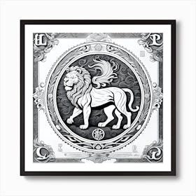 Lion Motif Crest Vintage Classic Poster Art Print