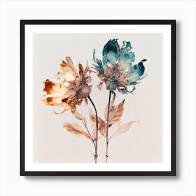 Abstract Double Exposure Watercolor Dry Flower Digital Illustration2 Art Print