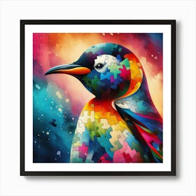 Abstract Puzzle Art Penguin 3 Art Print