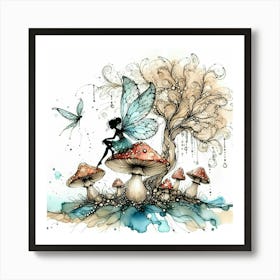 Fairy On The Mushroom Art Print