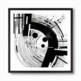 Sketch In Black And White Line Art 1 Art Print