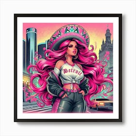 Pink Haired Girl 4 Art Print