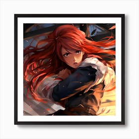 Anime Redhead Girl Art Print