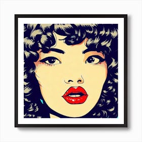 Asian Woman With Curly Hair Art Print