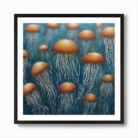Shoal of jellyfish 9 Art Print