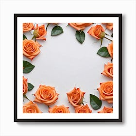 Orange Roses On White Background 3 Art Print