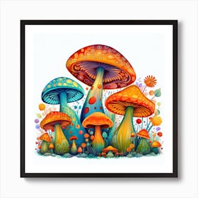 Colorful Mushrooms 2 Art Print