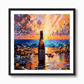 Sunset With A Bottle Of Beer Art Print