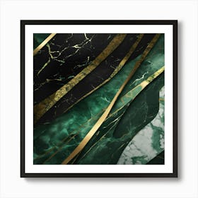 Luxury Abstract Dark Green And Black Marble Art Print