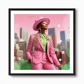 Woman In A Pink Suit Art Print