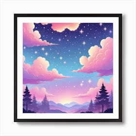 Sky With Twinkling Stars In Pastel Colors Square Composition 300 Art Print