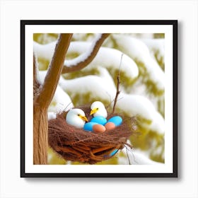 Birds In A Nest Photo 1 Art Print