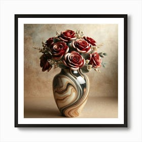 Roses In A Marble Vase 4 Art Print