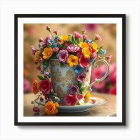 Teacup With Flower Art Print