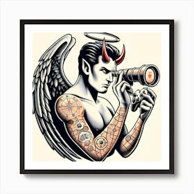 Devil With Camera Art Print