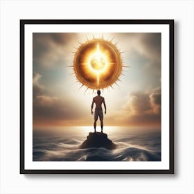 Man Standing On Top Of The Ocean Art Print