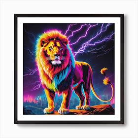 Neon Lion 1 Art Print