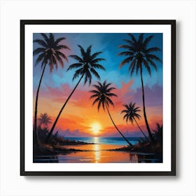 Sunset Palm Trees 2 Art Print