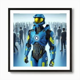 Blue Robot Art Print