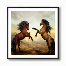 Two Horses Fighting 1 Art Print