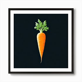 Carrot On Black Background 1 Art Print