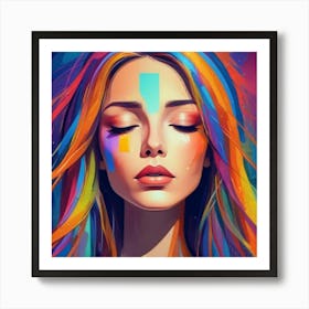 1000015159 Portrait of colorful a woman's face abstract painting style art print Affiche