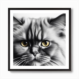 Black And White Cat Portrait Art Print