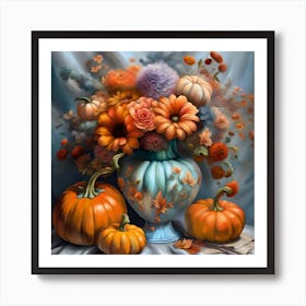 Autumn Flowers In A Vase Art Print