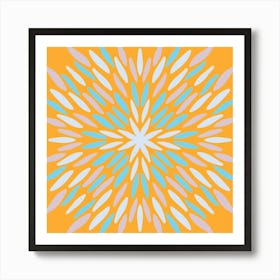 Petal Burst - orange and blue Art Print