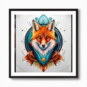 Fox tattoo Art Print