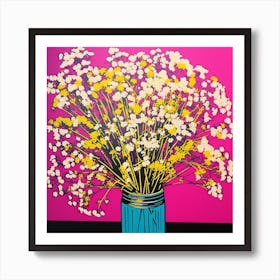 Gypsophila Babys Breath 2 Pop Art Illustration Square Art Print