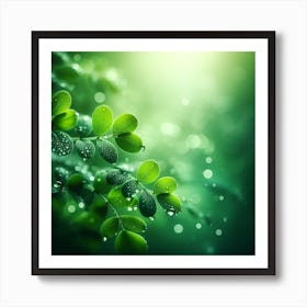 Raindrops on Leaves 1 Art Print