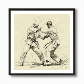 A Karate Sparring Hand Drawn Sketch Illustration 1718704193 3 Art Print