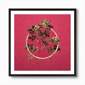 Gold Rose Corymb Glitter Ring Botanical Art on Viva Magenta n.0149 Art Print