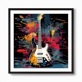 Pop Art Punk Style Bass Guitar 1 Art Print