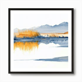 Watercolor Of A Lake Art Print