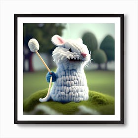 Woolitize Giant Furry White Mouse Sitting In The Eating A Lollypop Soft Smooth Lighting Soft Past 204466161 Art Print